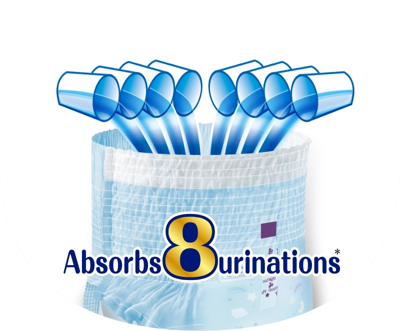 L size diaper, absorbs 8 urinations